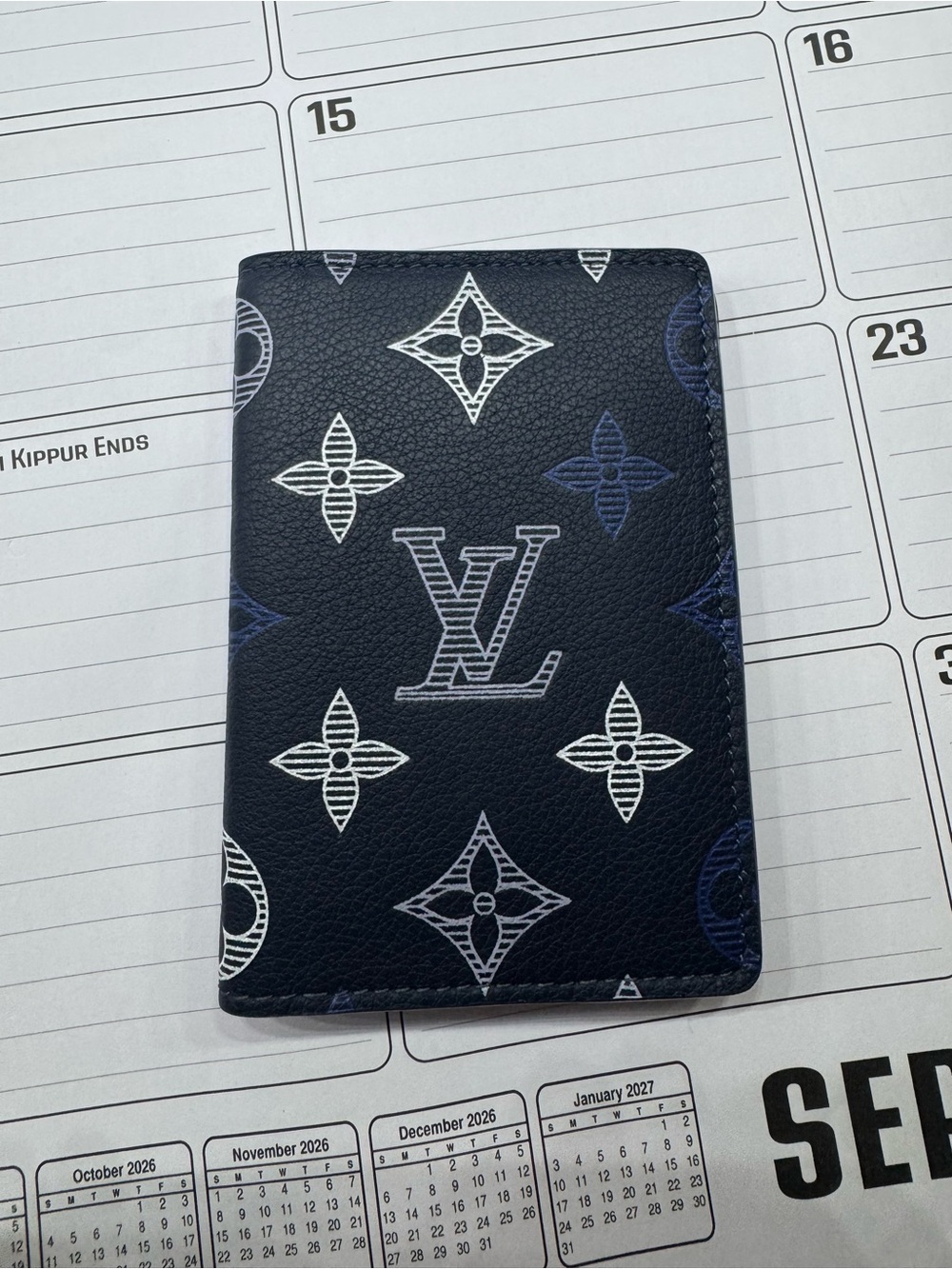 Louis Vuitton Monogram Card & Key Holder in Navy with White Accents